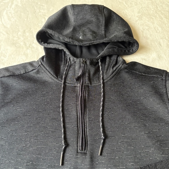 Under Armour ColdGear 1/4 Zip Hoodie Sweatshirt Mens Large Fitted Black - Picture 2 of 8